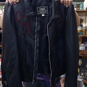 First Genuine Leather Motorcycle Jacket Womens 14